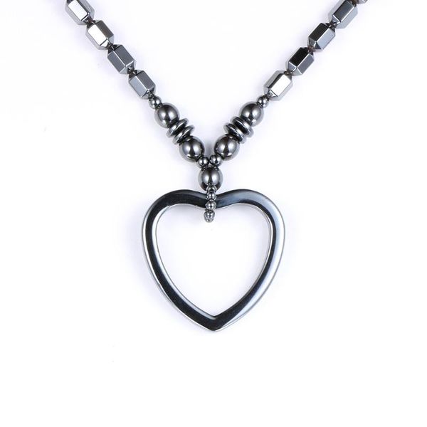 pendant necklaces 2021 fashion women natural stone hematite love heart necklace grade black beaded choker, Silver 
pendant necklaces 2021 fashion women natural stone hematite love heart necklace grade black beaded choker, Silver