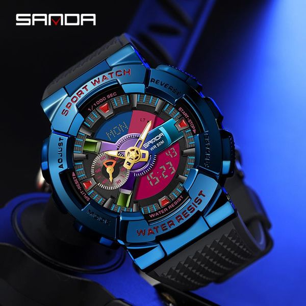 wristwatches sanda men military sport dual display electronic watch fashion 50m waterproof luxury clock digital wristwatch 9004, Slivery;brown
wristwatches sanda men military sport dual display electronic watch fashion 50m waterproof luxury clock digital wristwatch 9004, Slivery;brown