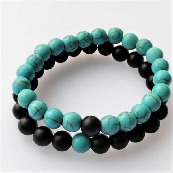 8mm volcanic lava pink pine frosted beads men's and women's bracelet lovers' bracelet set, Black
8mm volcanic lava pink pine frosted beads men's and women's bracelet lovers' bracelet set, Black