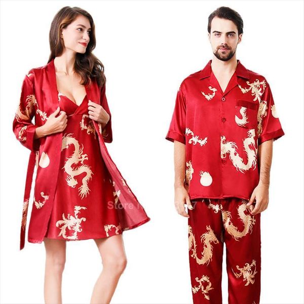 lover silk satin pajamas womens sleepwears set summer short sleeve comfy smooth sleepwear couples men chinese dragon lounge robe gown, Black;red
lover silk satin pajamas womens sleepwears set summer short sleeve comfy smooth sleepwear couples men chinese dragon lounge robe gown, Black;red