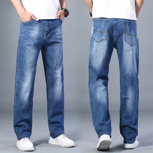 men's jeans 2021 classic thin black blue advanced stretch loose straight denim trousers male brand pants plus size 28- 44
men's jeans 2021 classic thin black blue advanced stretch loose straight denim trousers male brand pants plus size 28- 44