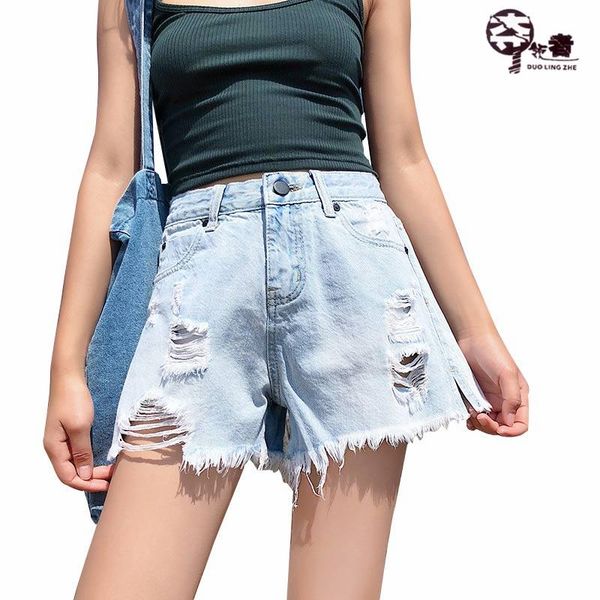 women's shorts women jean 2021 summer high waist hole denim female short wide leg slim sexy, White;black
women's shorts women jean 2021 summer high waist hole denim female short wide leg slim sexy, White;black