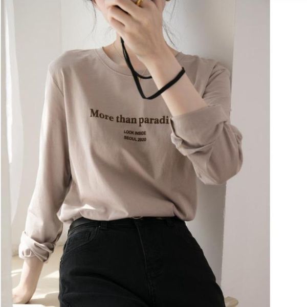 women's t-shirt 100% cotton round collar letter printed t-shirts womens long sleeved loose casual for women 2021 autumn, White
women's t-shirt 100% cotton round collar letter printed t-shirts womens long sleeved loose casual for women 2021 autumn, White