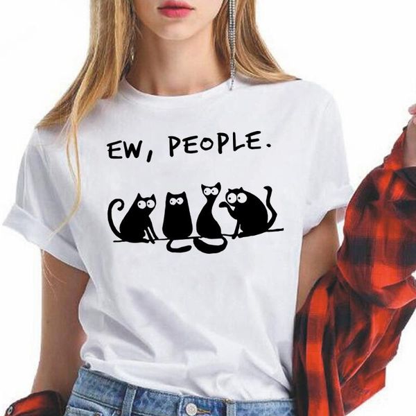 women's t-shirt black cats tshirt women personalized style shirt ew , people letter printed t young girl teenage graphic tee, White
women's t-shirt black cats tshirt women personalized style shirt ew , people letter printed t young girl teenage graphic tee, White