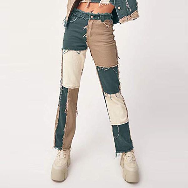women's jeans autumn patchwork high waist straight denim pants women casual skinny ripped capris pocket long trousers ladies streetwear, Blue
women's jeans autumn patchwork high waist straight denim pants women casual skinny ripped capris pocket long trousers ladies streetwear, Blue