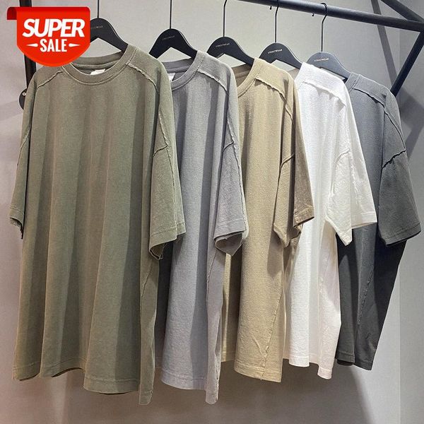 round neck short sleeve washed distressed solid color oversize loose kanye bottom stitching t-shirt for men and women #l51u, White;black
round neck short sleeve washed distressed solid color oversize loose kanye bottom stitching t-shirt for men and women #l51u, White;black