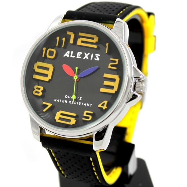 wristwatches fw939d black yellow orange red white arabic number big dial water resist silicone band alexis fashion sport watch, Slivery;brown
wristwatches fw939d black yellow orange red white arabic number big dial water resist silicone band alexis fashion sport watch, Slivery;brown