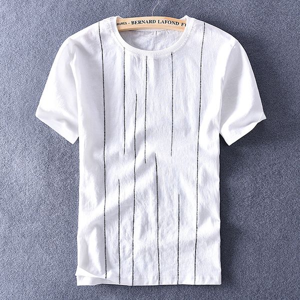 2021 summer new men's striped linen t-shirt short-sleeved round neck shirt for men fashion slim t shirts male chemise camisa ixe8, White
2021 summer new men's striped linen t-shirt short-sleeved round neck shirt for men fashion slim t shirts male chemise camisa ixe8, White