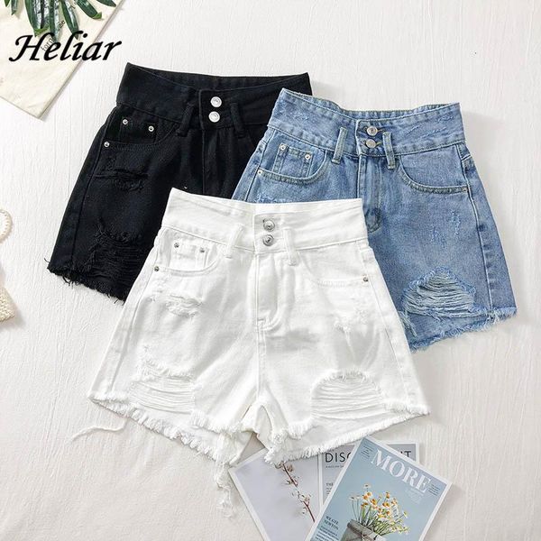 women's shorts heliar spring women jean femenino lady short student hole jeans femme with buttons casual 2021 summer, White;black
women's shorts heliar spring women jean femenino lady short student hole jeans femme with buttons casual 2021 summer, White;black