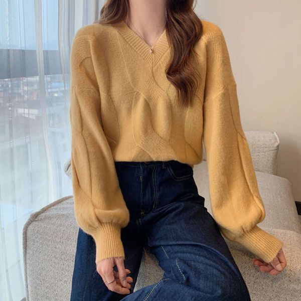 lantern sleeve v-neck bottomed sweater 2021 new style women's spring and autumn loose dress, White;black
lantern sleeve v-neck bottomed sweater 2021 new style women's spring and autumn loose dress, White;black