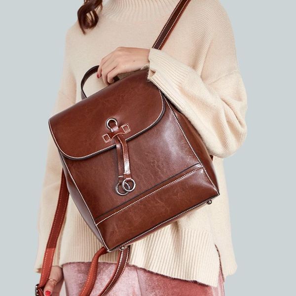 outdoor bags oil-wax cowhide lady's backpack design genuine leather women shoulder bag casual tote big capacity female travel
outdoor bags oil-wax cowhide lady's backpack design genuine leather women shoulder bag casual tote big capacity female travel