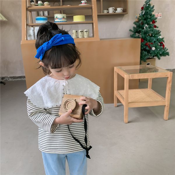 lace spring t-shirt roy striped collar 2021 korean girls' knitted long sleeve sweater children's wear, Black;white
lace spring t-shirt roy striped collar 2021 korean girls' knitted long sleeve sweater children's wear, Black;white