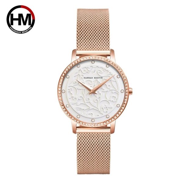

women rhinestones watches fashion white flower 3d engraving dial face japan mov't waterproof luxury brand ladies watches 210527, Slivery;brown