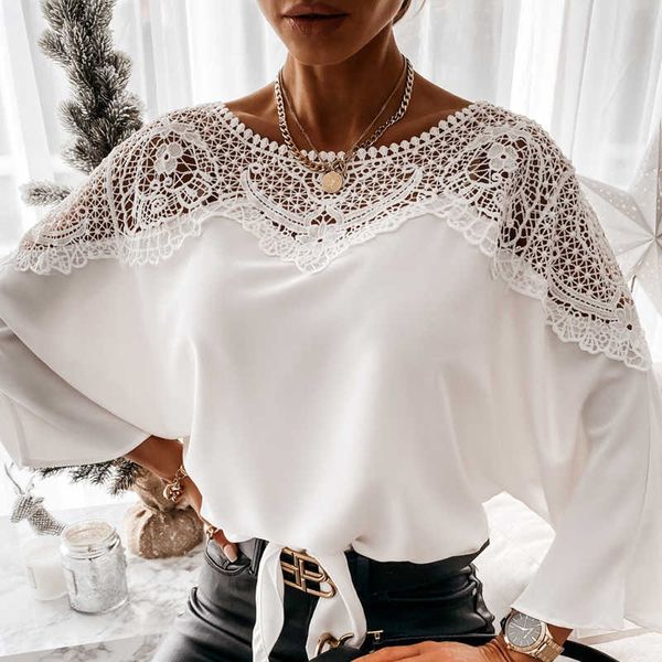blouse women hollow lace stitching chiffon shirt long sleeve white plus size ladies blusas d698 210602
blouse women hollow lace stitching chiffon shirt long sleeve white plus size ladies blusas d698 210602