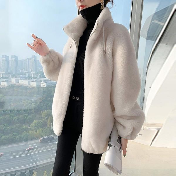 women's fur & faux 2021 winter women real sheep sheared jacket female zipper loose warm thick coat lady lambs wool stand collar outerwe, Black
women's fur & faux 2021 winter women real sheep sheared jacket female zipper loose warm thick coat lady lambs wool stand collar outerwe, Black