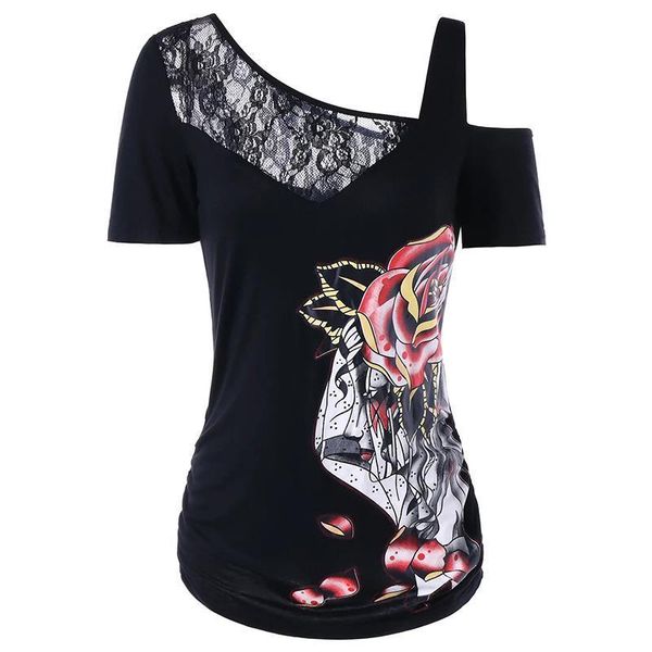 2021 women t-shirt floral 3d print one shoulder lace patchwork tee shirts short sleeve t shirt female plus size ws7417r, White
2021 women t-shirt floral 3d print one shoulder lace patchwork tee shirts short sleeve t shirt female plus size ws7417r, White