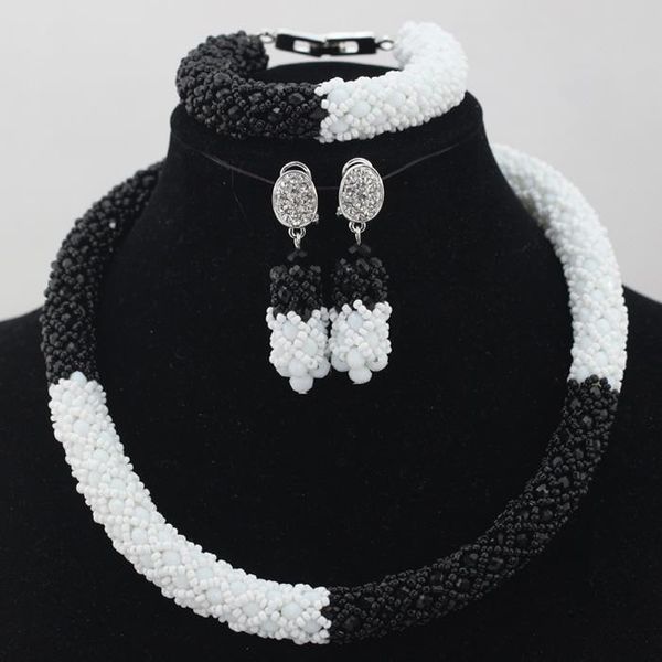 earrings & necklace arrival black&white bride set choker jewelry sets black crystal beads for wedding hx875, Silver
earrings & necklace arrival black&white bride set choker jewelry sets black crystal beads for wedding hx875, Silver