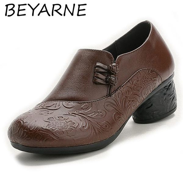 beyarne spring autumn national style women pumps flower printing round toe genuine leather women chunky heel shoes plus size 41, Black
beyarne spring autumn national style women pumps flower printing round toe genuine leather women chunky heel shoes plus size 41, Black