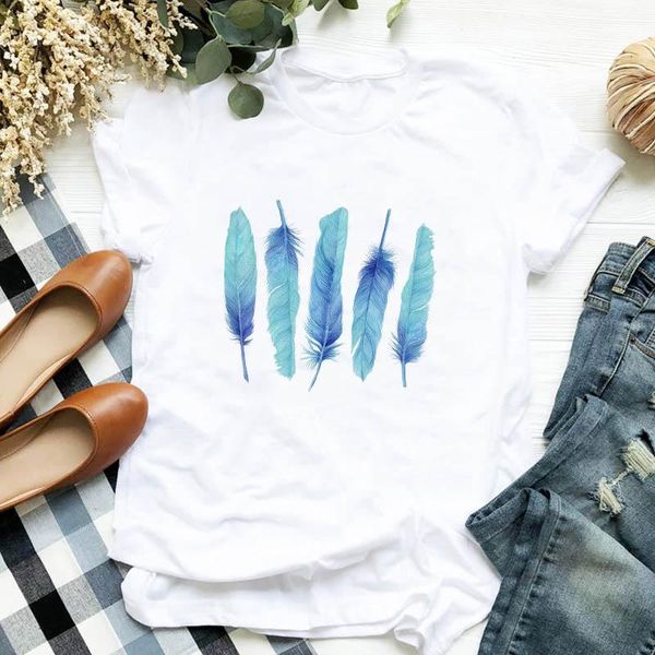 women's t-shirt women tshirt feather printed lady fashion short sleeve aesthetic clothes summer t-shirts fun graphic female ladies tee, White
women's t-shirt women tshirt feather printed lady fashion short sleeve aesthetic clothes summer t-shirts fun graphic female ladies tee, White