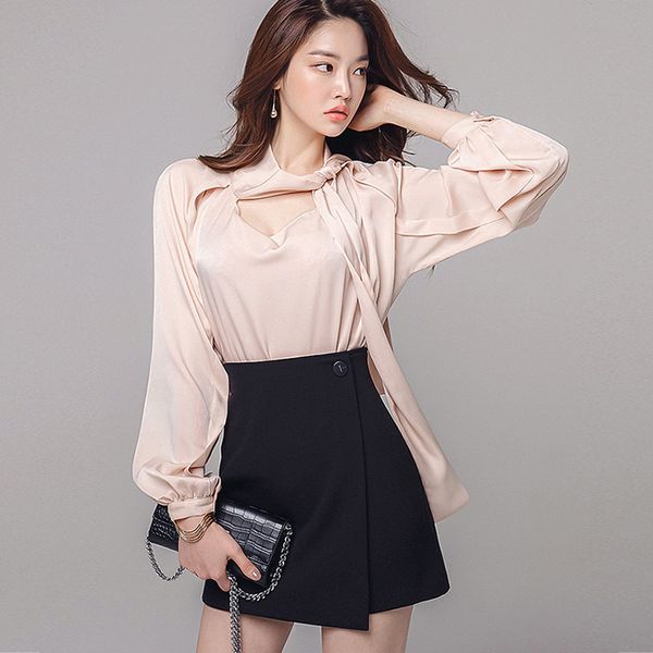 new arrival fashion korean women spring ol temperament professional loose chiffon shirt and mini a-line skirt two piece set 1q90, Black
new arrival fashion korean women spring ol temperament professional loose chiffon shirt and mini a-line skirt two piece set 1q90, Black