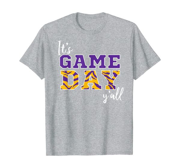 it's game day ya'll tiger purple gold tshirt, White;black