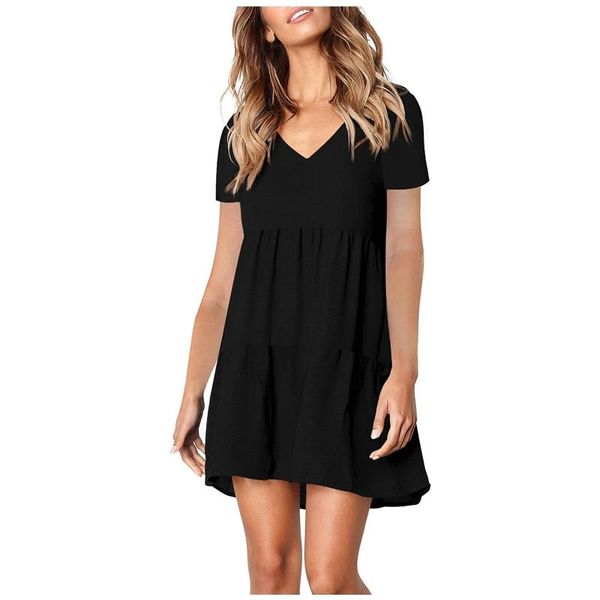 casual dresses solid colour v neck mini dress women's short sleeve loose leisure swing vestiti donna estate #g2, Black;gray
casual dresses solid colour v neck mini dress women's short sleeve loose leisure swing vestiti donna estate #g2, Black;gray