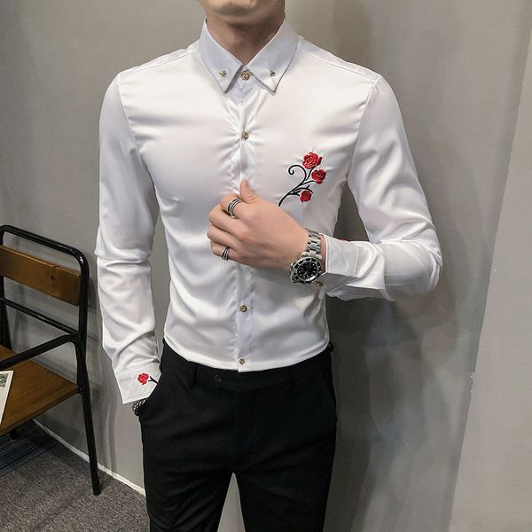 simple pink embroidered long sleeve shirts in tuxedos for men's clothes 2021 spring thin new casual fit club dress 3xl-m p5z5, White;black
simple pink embroidered long sleeve shirts in tuxedos for men's clothes 2021 spring thin new casual fit club dress 3xl-m p5z5, White;black