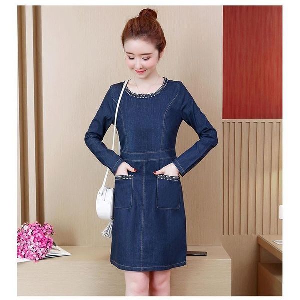 casual dresses 2021 denim dress large size women's s 4xl 5xl round neck spring autumn ladies long-sleeved shirt female korea p813, Black;gray
casual dresses 2021 denim dress large size women's s 4xl 5xl round neck spring autumn ladies long-sleeved shirt female korea p813, Black;gray
