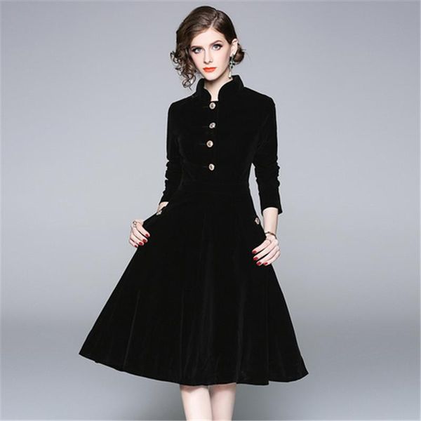 casual dresses black vintage dress women elegant slim long sleeved velvet party ol office wear 2021 autumn winter robe vestidos, Black;gray
casual dresses black vintage dress women elegant slim long sleeved velvet party ol office wear 2021 autumn winter robe vestidos, Black;gray
