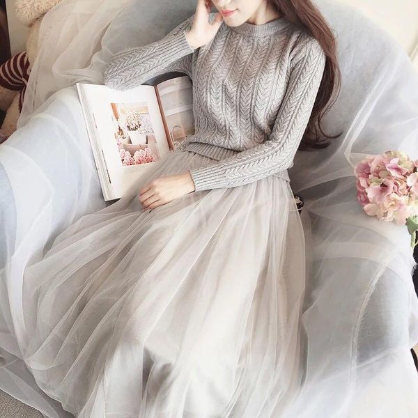 casual dresses women sweater dress autumn winter long sleeve knit patchwork mesh ladies elegant knitted party vestidos sf971, Black;gray
casual dresses women sweater dress autumn winter long sleeve knit patchwork mesh ladies elegant knitted party vestidos sf971, Black;gray