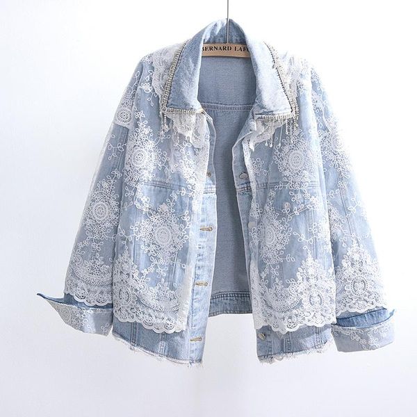 women's jackets autumn women diamond tassel lace removable hook flower hollow mesh stitching denim jacket ropa de mujer loose hole jean, Black;brown
women's jackets autumn women diamond tassel lace removable hook flower hollow mesh stitching denim jacket ropa de mujer loose hole jean, Black;brown