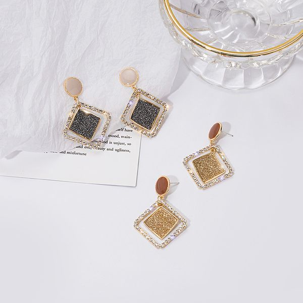 925 silver needle super flash hollow out geometric diamond earrings inlaid with diamond and frosted texture temperament net red long
925 silver needle super flash hollow out geometric diamond earrings inlaid with diamond and frosted texture temperament net red long