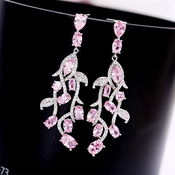 dangle & chandelier luxury jewelry pink zirconia leaf earrings for women design sweet romantic wedding jewellry statement long stud earring, Silver
dangle & chandelier luxury jewelry pink zirconia leaf earrings for women design sweet romantic wedding jewellry statement long stud earring, Silver