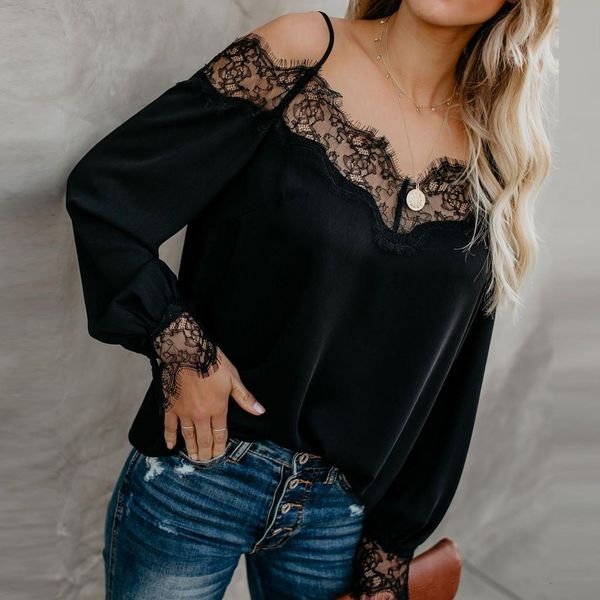 womens lace patchwork blouse shirt strap off shoulder autumn ladies female women long sleeve blusas pullover, White
womens lace patchwork blouse shirt strap off shoulder autumn ladies female women long sleeve blusas pullover, White