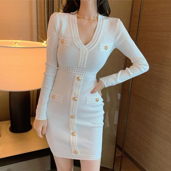 casual dresses for women 2021 button long sleeve knitted dress female autumn and winter v-neck bag hip bottoming tight, Black;gray
casual dresses for women 2021 button long sleeve knitted dress female autumn and winter v-neck bag hip bottoming tight, Black;gray