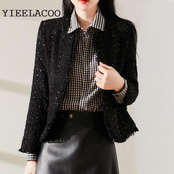 women's jackets black tweed jacket bright silk fabric tassel spring and autumn, Black;brown
women's jackets black tweed jacket bright silk fabric tassel spring and autumn, Black;brown