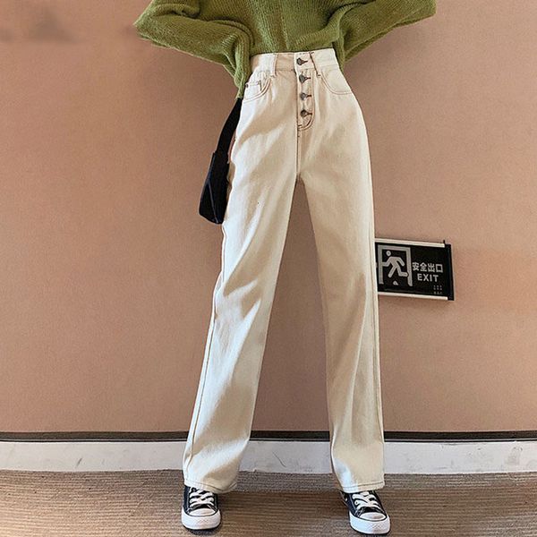 pockets buttons high waist jeans women streetwear straight jean femme white cotton cargo pants wide leg pants students, Blue
pockets buttons high waist jeans women streetwear straight jean femme white cotton cargo pants wide leg pants students, Blue