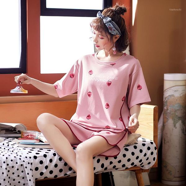 women's sleepwear 's pajamas set cute strawberry pattern round neck nightwear fashion short pijama pyjama casual underwear, Black;red
women's sleepwear 's pajamas set cute strawberry pattern round neck nightwear fashion short pijama pyjama casual underwear, Black;red
