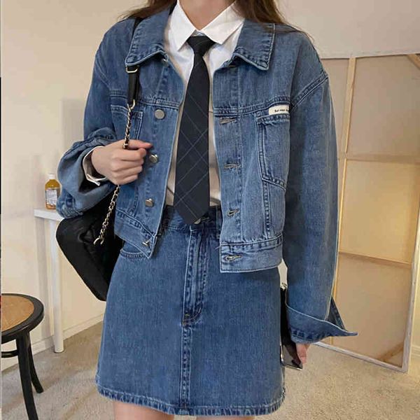 two piece dress loose korean style denim woman's jacket single-breasted button autumn long female dr0r, White
two piece dress loose korean style denim woman's jacket single-breasted button autumn long female dr0r, White