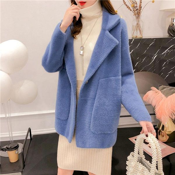 women's knits & tees women imitation mink cashmere coat autumn winter korean loose super soft candy color sweater female knit cardigan, White 
women's knits & tees women imitation mink cashmere coat autumn winter korean loose super soft candy color sweater female knit cardigan, White