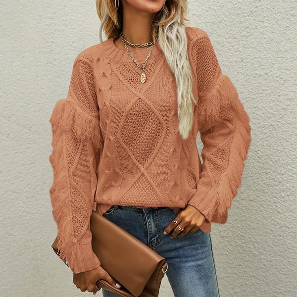 women's sweaters 2021 autumn winter fashion tassel knit women solid long sleeve o-neck pullovers vintage streetwear, White;black
women's sweaters 2021 autumn winter fashion tassel knit women solid long sleeve o-neck pullovers vintage streetwear, White;black
