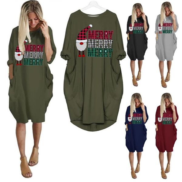 casual dresses 3xl plus size women's christmas dressesautumn/winter loose pocket long sleeve cute printed dress vestido robe vestidos s, Black;gray 
casual dresses 3xl plus size women's christmas dressesautumn/winter loose pocket long sleeve cute printed dress vestido robe vestidos s, Black;gray