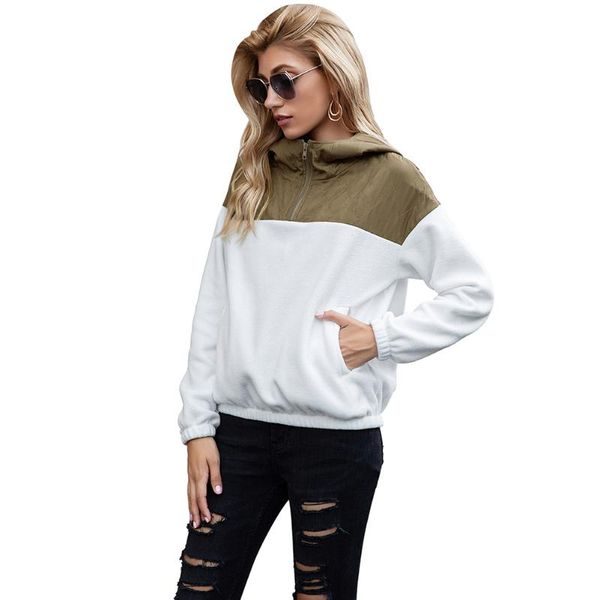 women's hoodies & sweatshirts women fleece patchwork hooded pullover zipper high neck long sleeve coat with pockets, Black
women's hoodies & sweatshirts women fleece patchwork hooded pullover zipper high neck long sleeve coat with pockets, Black