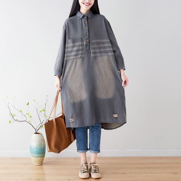 women's blouses & shirts female spring more size washed make old raggedy semi-open casual all-match fashion loosen shirt jeans hor7, White
women's blouses & shirts female spring more size washed make old raggedy semi-open casual all-match fashion loosen shirt jeans hor7, White
