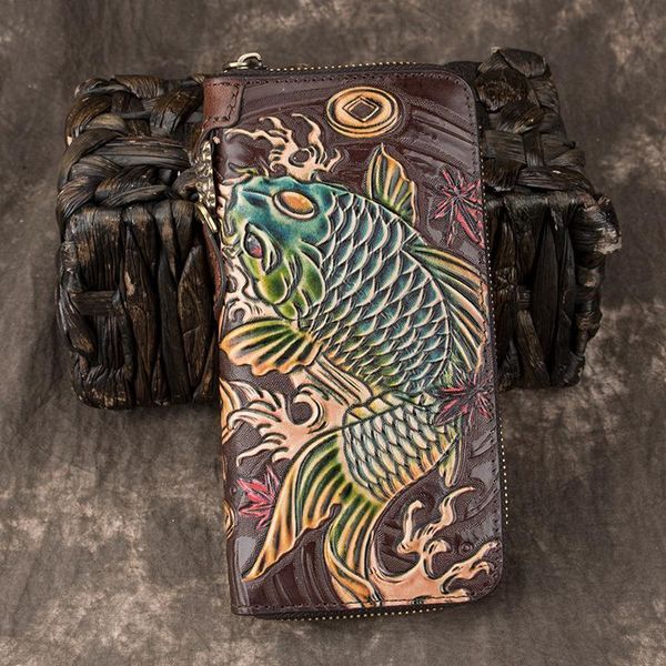 luxury hand wallet 2021 spring retro handmade embossing genuine leather bag men women wallets and purses fish wallet card holder, Red;black
luxury hand wallet 2021 spring retro handmade embossing genuine leather bag men women wallets and purses fish wallet card holder, Red;black