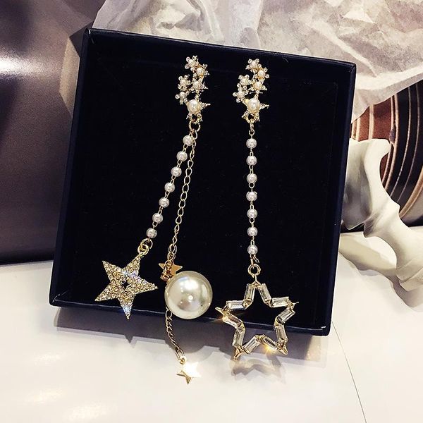stud fashion pendant pearl earrings simple and asymmetric star tassels feminine temperament long personality, Golden;silver
stud fashion pendant pearl earrings simple and asymmetric star tassels feminine temperament long personality, Golden;silver