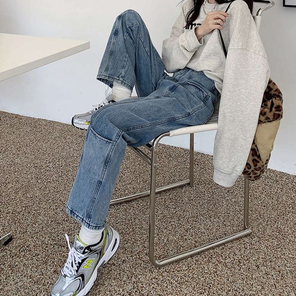 hip hop 2021 women's high waist loose and thin straight jeans spring daddy wide leg floor pants new k, Blue
hip hop 2021 women's high waist loose and thin straight jeans spring daddy wide leg floor pants new k, Blue