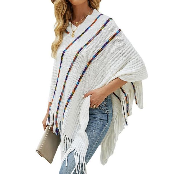women's sweaters bisonjs capes sweater women striped knitted pullover autumn winter shawl cloak fashion ladies jumper oversize tassel p, White;black
women's sweaters bisonjs capes sweater women striped knitted pullover autumn winter shawl cloak fashion ladies jumper oversize tassel p, White;black