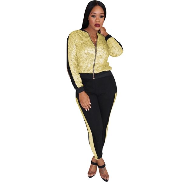 fall winter fashion plus size sequined patchwork glitter tracksuit jogging suits for women zipper pencil pants clothing sets 210604, White
fall winter fashion plus size sequined patchwork glitter tracksuit jogging suits for women zipper pencil pants clothing sets 210604, White