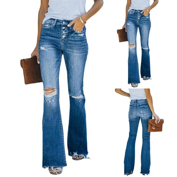 women's jeans flared destroyed shift pants buttons women retro trousers city skinny slim fit long casual jean commute, Blue
women's jeans flared destroyed shift pants buttons women retro trousers city skinny slim fit long casual jean commute, Blue
